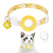 Yellow Silicone AirTag Cover Pet Collar with Bell & Daisy Design - 1
