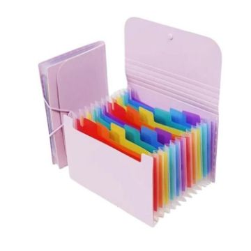 A6 File Organizer with 12 Pockets - Expanding Folders, Purple, Colorful Inner - 1