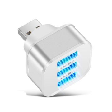 3-Port USB 2.0 Hub Expander - Silver | Compact & Efficient Connectivity - 1