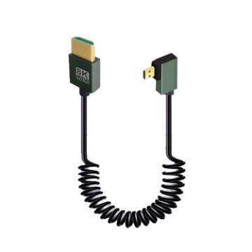 8K 60Hz HDMI 2.1 Spring Cable 0.5m Micro HDMI Left Bend - 1