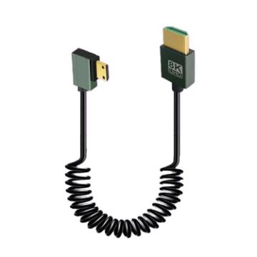 8K 60Hz HDMI 2.1 Spring Cable 0.5m Mini HDMI Right Bend - 1