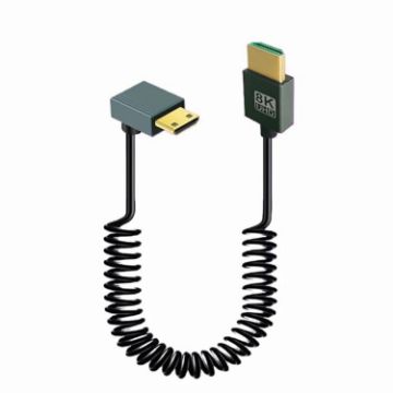8K 60Hz HDMI 2.1 Spring Cable 0.5m Mini HDMI Positive Bend - 1