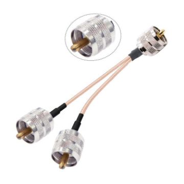 15cm UHF Male to Dual UHF Male Splitter Cable SO239 to PL259Y RG316 Adapter - 1