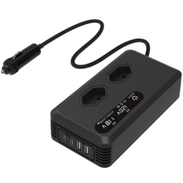 Gurxun Dual Display Car Inverter 110V with USB & Type-C Brazil Plug - 1