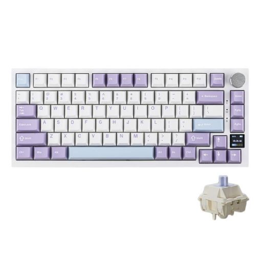 Ajazz AK820 Pro Wireless Bluetooth Mechanical Keyboard, Gift Axis Purple - 1