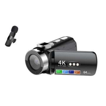 4K WiFi Night Vision Camera Black + Wireless Noise Reduction Microphone - 1