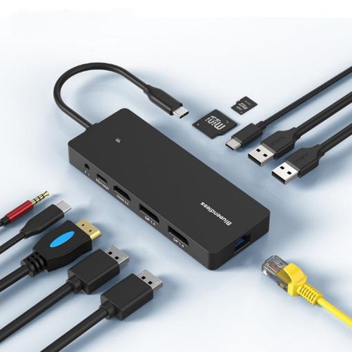 Blueendless Type-C HUB with Gigabit Ethernet, Dual DP & HDMI Ports - 1