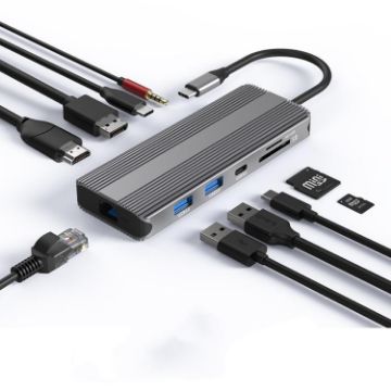 10-in-1 Blueendless Type-C Docking Station: Dual 8K HDMI, DP, Gigabit Network - 1