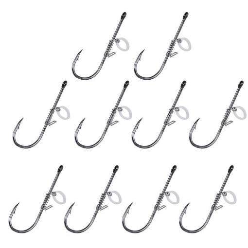10pcs Crooked Mouth Barbed Sea Fishing Hooks 4/0 for Lure & Shrimp - 1