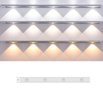 Rechargeable 60cm Motion Sensor Light Bar with Remote - Silver Cabinet Lamp - 1