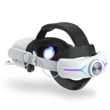 Meta Quest 2 VR Head Strap with 8000mAh Battery - Adjustable RGB White - 1