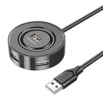 Mindpure US018 USB2.0 4-Port HUB, 0.3m Black Computer Expansion - 1