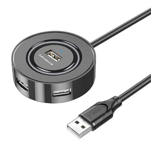 Mindpure US018 USB2.0 4-Port HUB, 1m Black Computer Expansion - 1