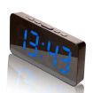 LED Mirror Digital Clock, Type-C Port, 18650 Battery Slot, Black+Blue - 1