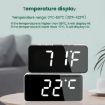 LED Mirror Digital Clock, Type-C Port, 18650 Battery Slot, Black+Blue - 4