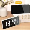 LED Mirror Digital Clock, Type-C Port, 18650 Battery Slot, Black+Blue - 7