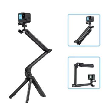 TELESIN Tri-folding Tripod for Sports Camera & Mobile Phone - Black - 1