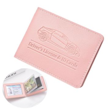 Women's Pink Leather Driver License & Credit Card Holder - 4 Slots - 1