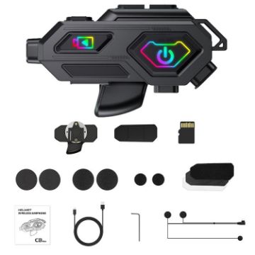 C8Max Motorcycle Intercom Helmet with Bluetooth & HD Video Recorder, Soft Mic - 1