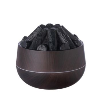Simulated Charcoal Fire Night Light USB Humidifier - Dark Wood Grain - 1