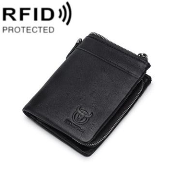 BULL CAPTAIN 050 RFID Anti-theft Wallet with Detachable Coin Purse Black - 1