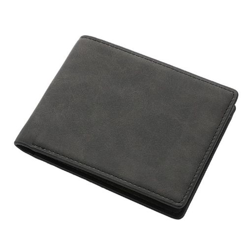 DEABOLAR Men's Black Soft Leather Short Wallet with Zipper & Card Bag - 1