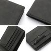 DEABOLAR Men's Black Soft Leather Short Wallet with Zipper & Card Bag - 7