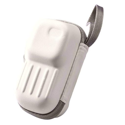 Portable Beige Folding Fan Bag - Summer Hanging Neck Organizer Box - 1