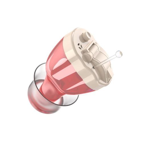 Smart Noise Reduction CIC Hearing Aid - Right Ear Red, Adjustable Sound Amplifier - 1