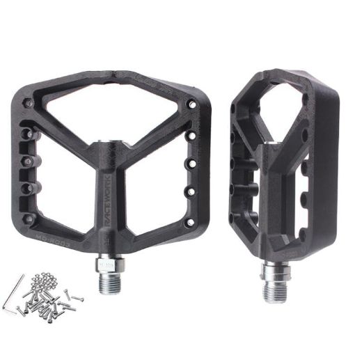 RACEWORK RK579 Bicycle Wide Anti-slip Nylon Pedal - 1 Pair (Black) - 1