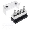 600A RV Yacht Copper Bolt 4 Stud Busbar Terminal Red+Black - 2