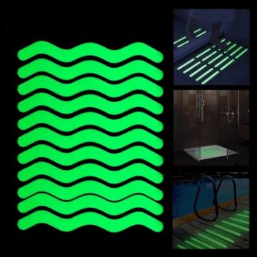 PEVA Glow-in-the-Dark Anti-Slip Stickers 12pcs for Bathroom/Stairs/Floor - 1