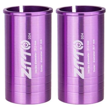 ZTTO Bicycle Seat Post Conversion Sleeve 27.2-30.4mm 2pcs Purple - 1