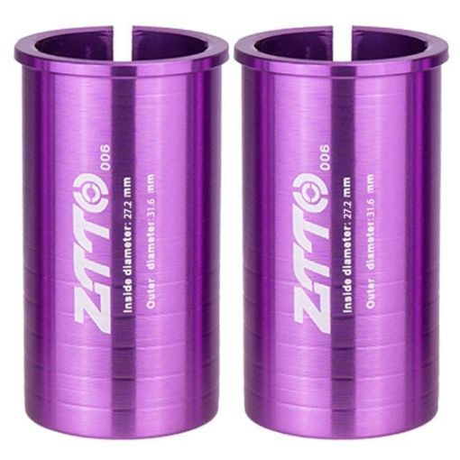 ZTTO Bicycle Seat Post Conversion Sleeve 27.2-31.6mm 2pcs Purple - 1