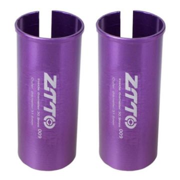 ZTTO Bicycle Seat Post Conversion Sleeve 30.9-31.6mm 2pcs Purple Reducer - 1