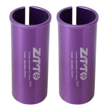 ZTTO Bicycle Seat Post Conversion Sleeve 27.2-30mm 2pcs Purple Reducer - 1