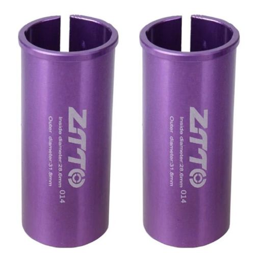 ZTTO Bicycle Seat Post Conversion Sleeve 28.6-31.8mm 2pcs Purple - 1