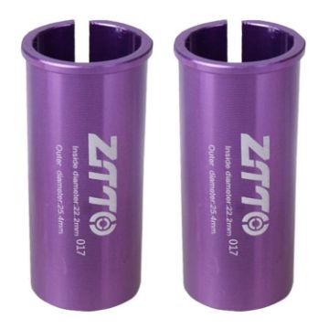 ZTTO Bicycle Seat Post Conversion Sleeve 22.2-25.4mm 2pcs Purple - 1