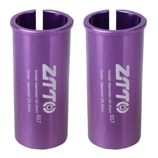 ZTTO Bicycle Seat Post Conversion Sleeve 22.2-25.4mm 2pcs Purple - 1
