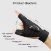 Black Left Hand LED Light Gloves for Night Riding & Car Repair, Rechargeable - 3