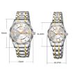 SKMEI Women's Silver Gold Strap Watch, Diamond Case, Green Dial, Waterproof - 4