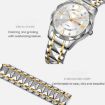 SKMEI Women's Silver Gold Strap Watch, Diamond Case, Green Dial, Waterproof - 8