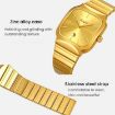 SKMEI 9361 Gold Steel Strap Square Quartz Watch - Business Casual - 8