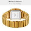 SKMEI 9361 Silver Gold Steel Strap Square Quartz Watch Blue Dial - 4