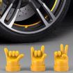 Yellow 4pcs Car Gesture Valve Tire Decorative Rubber Cap Set - 6