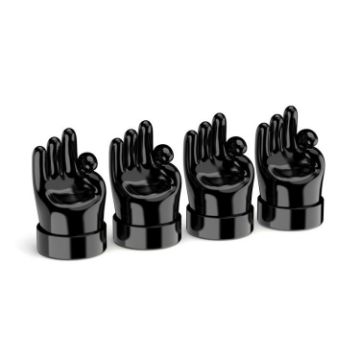 4pcs Car Gesture Valve Tire Caps - Black OK Decorative Rubber Set - 1