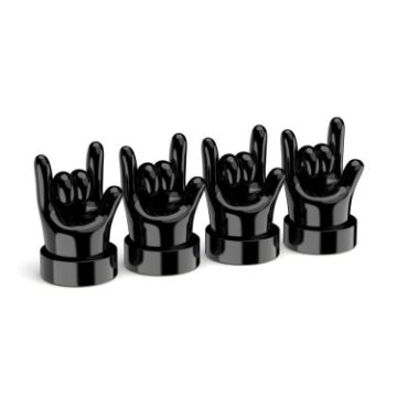 4pcs Car Gesture Valve Tire Caps - Black Rock Decorative Set - 1