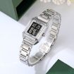 SKMEI 2493 Women's Electronic Watch, Square Steel Strap, Black/White - 2