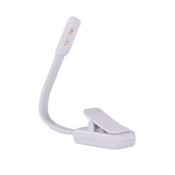 Portable White Book Clip Lamp - Eye Protector for Dorm & Bedroom - 1