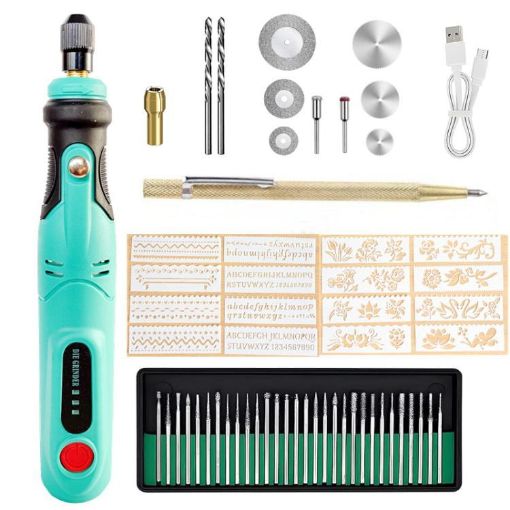 Mini USB Charging Electric Grinder Set - 60pcs, 3-Speed, DIY Drill Pen - 1